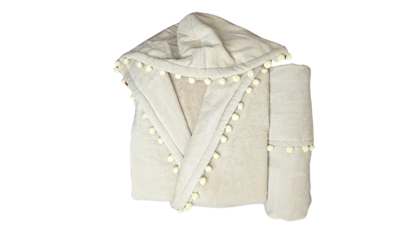 Women's bathrobe with pompom