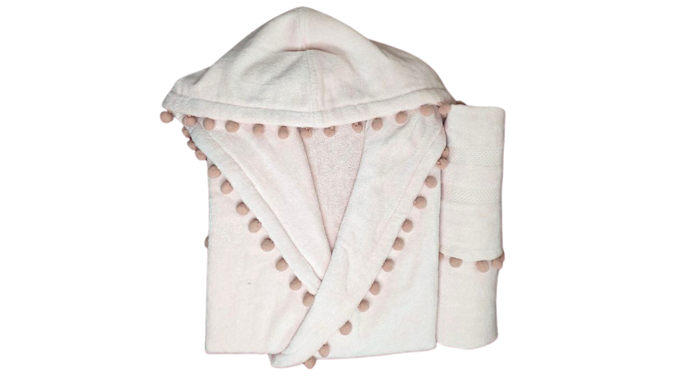 Women's bathrobe with pompom