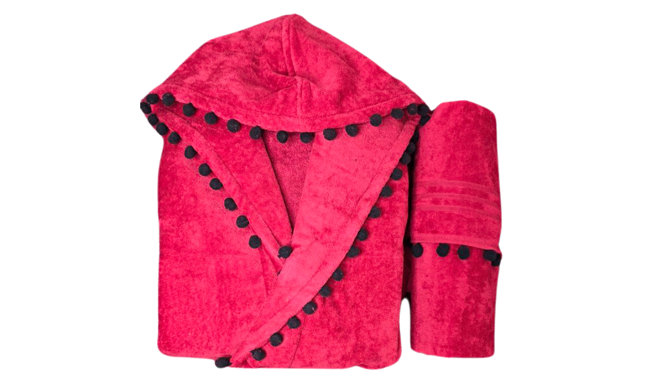 Women's bathrobe with pompom