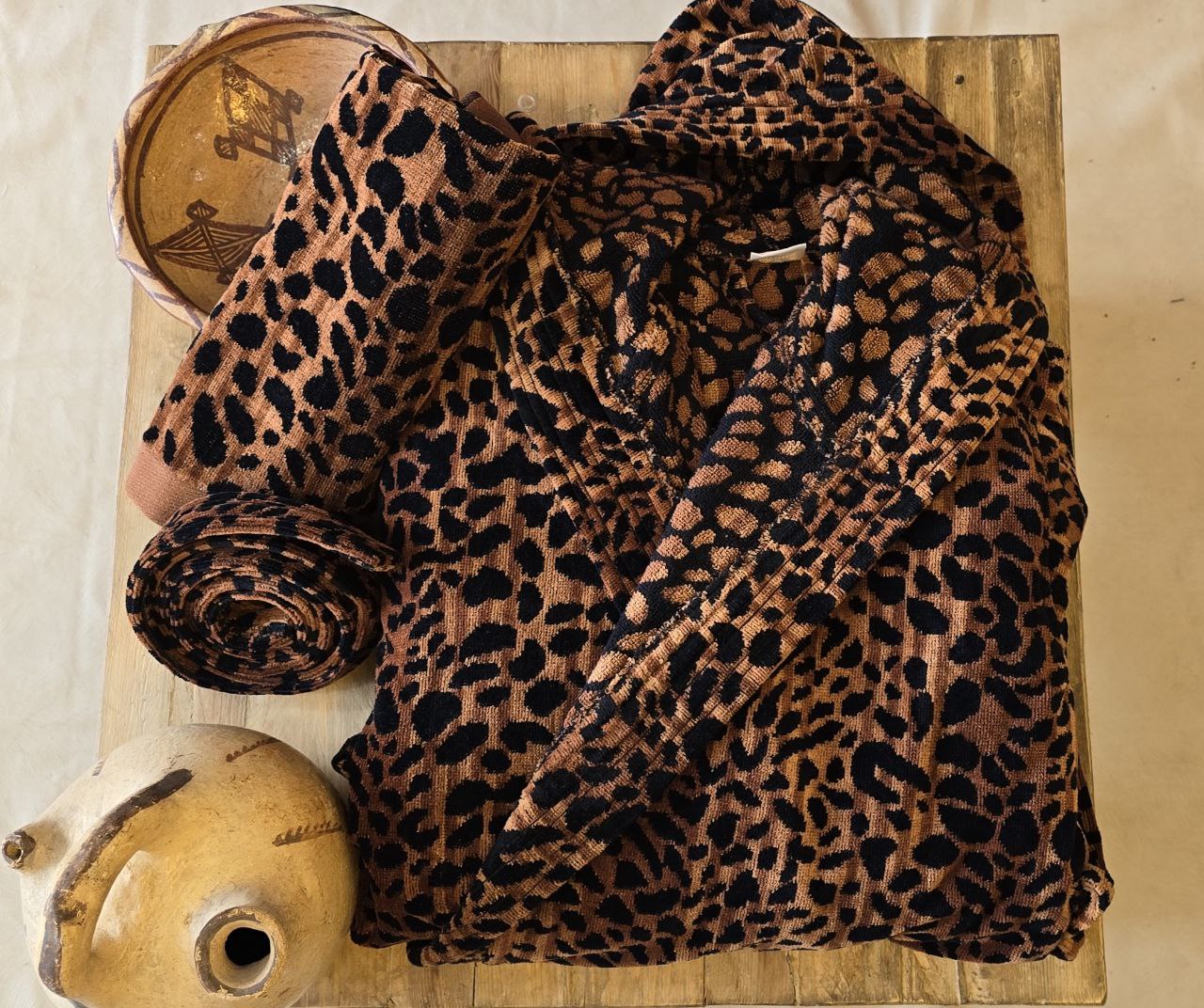 Women's LEOPARD Bathrobe 100% cotton 02-Pieces